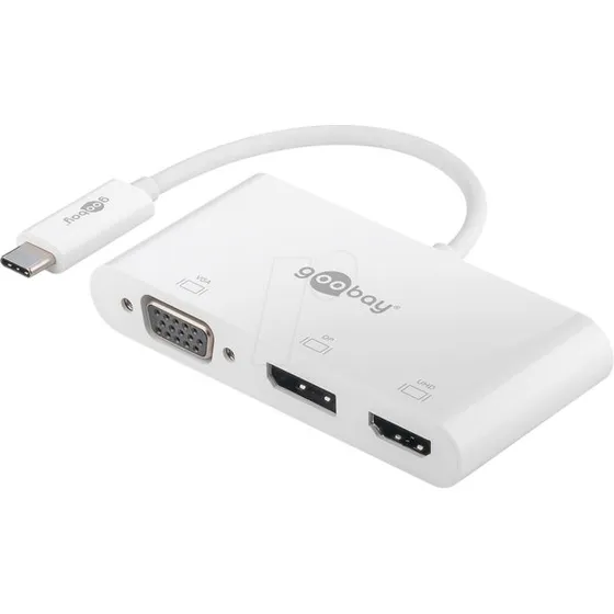 Goobay USB-C Multipoortadapter VGA+DP+HDMI 4K 60Hz