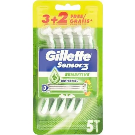 Gillette Sensor3 Sensitive Wegwerpscheermes - 3+2 Stuks