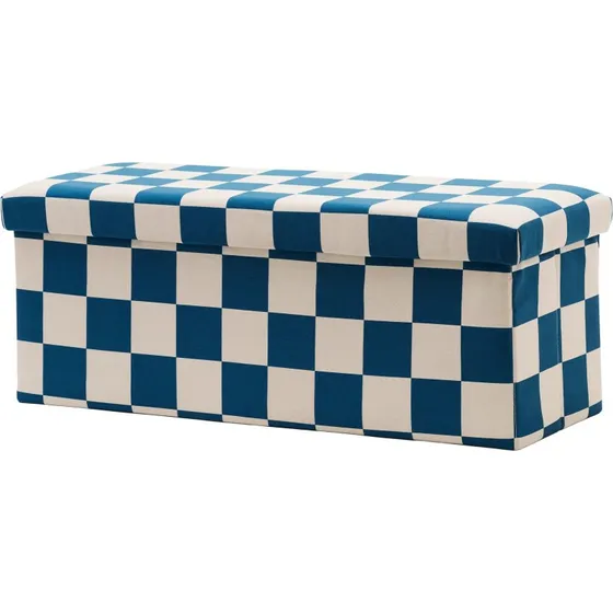 Kid's Concept Zitpoef Ruit Blauwgroen met Opbergruimte 80x30x30 cm