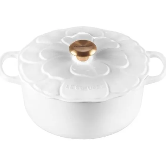 Signature Petal Gietijzeren Braadslede 26 cm, Gemailleerd met Goudkleurige Knop