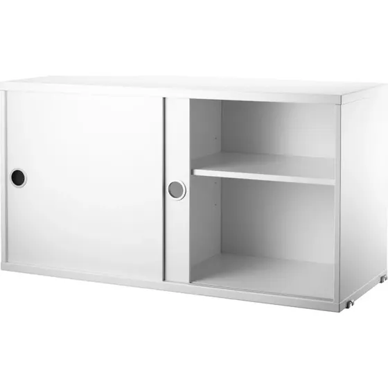 String System Kast met Schuifdeuren, Wit, 78 x 30 cm