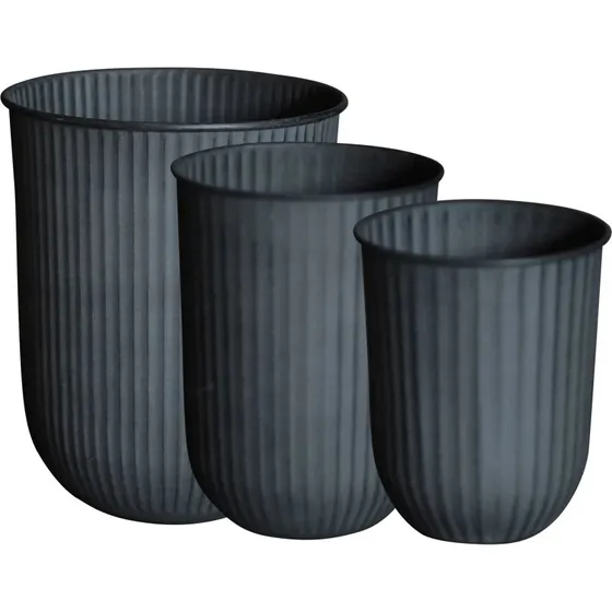 DBKD Out Stripe Bloempotten - 3-delig - Zwart