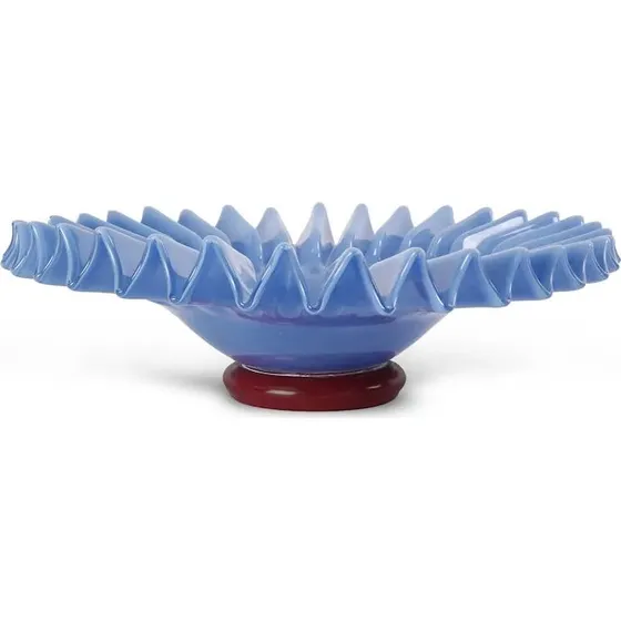 Byon Lori Mondgeblazen Decoratieve Schaal - Lichtblauw & Bordeaux - Ø 38 cm