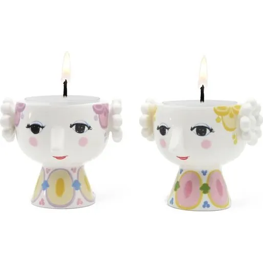 Bjørn Wiinblad Eva Tealight Holder Geel/Lavendel (Set van 2)