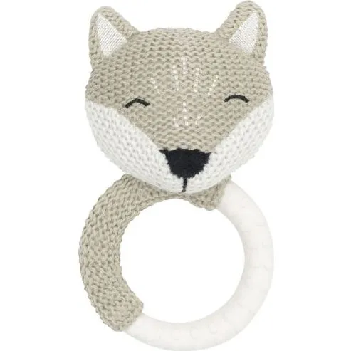 Jollein Bijtring Ring Fox - Grijze Katoenen Bijtring voor Tanden