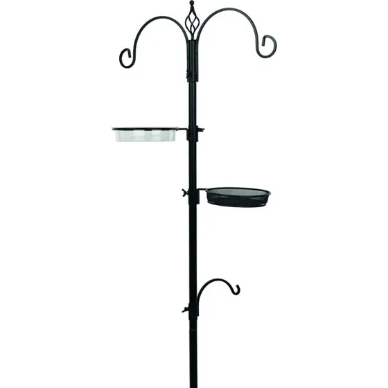 Bten Gift Voederstation 185 cm zwart met 3 haken, tray en badje