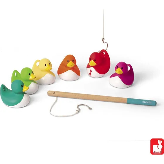 Janod Visspel Eendjes Vangen - Houten Hengel & Kunststof Eendjes