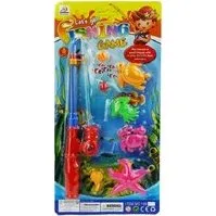 Visspel met werphengel plastic - 1 set