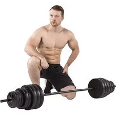 Tunturi Vinyl Halterset 50kg - 1x Halterstang + 2x Dumbbellstangen + 16 Schijven