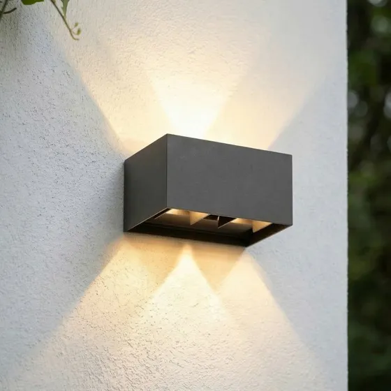 Lindby LED buiten wandlamp Nivar, zwart, 20 cm, IP54