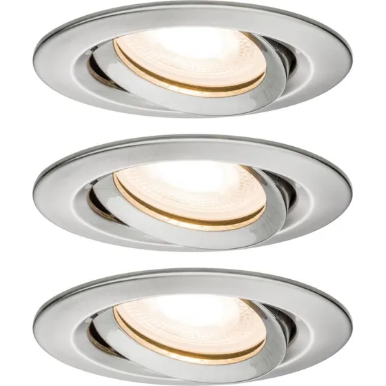 Paulmann Nova LED inbouwspot, dimbaar, IP65, grijs, set van 3