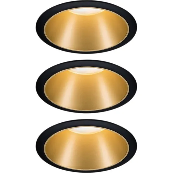 Paulmann Cole LED-spot, goud-zwart, set van 3, dimbaar