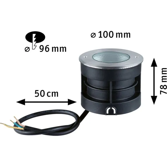 Paulmann Vanea LED Inbouwspot IP67 - 10cm - Grijs Aluminium