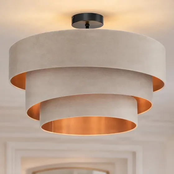 Lindby Plafondlamp Jusari, Crème Textiel, Ø 56 cm