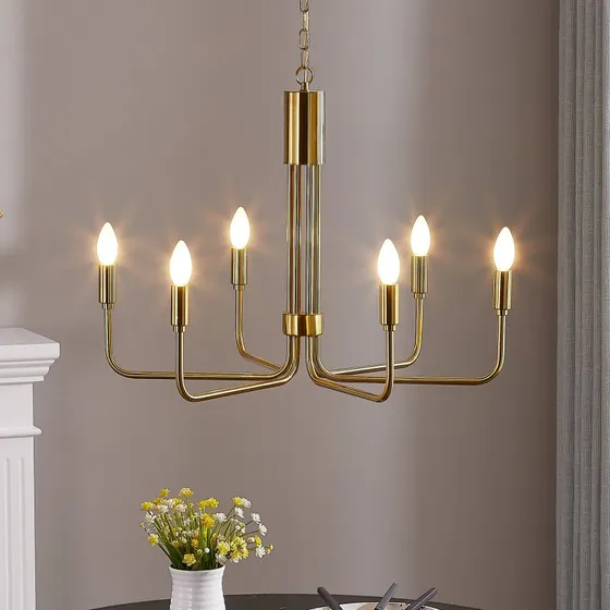 Lindby Kroonluchter Elanova, Messing, 6-Lamps, Ø 70 cm