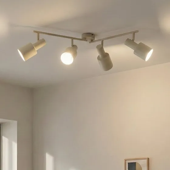 Lindby plafondspot Ovelia, beige, 80 cm, 4-lamps, E27