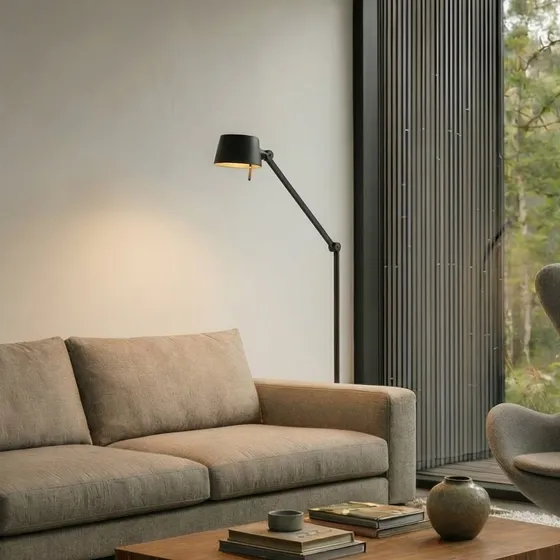 Lucande Silka Vloerlamp - Zwart - 173 cm - Verstelbaar