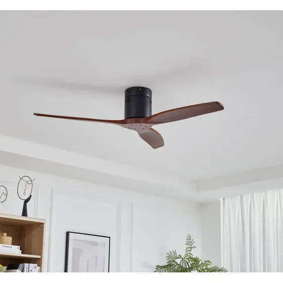 Lucande Vindur Plafondventilator - Zwart/Walnoot - DC-motor