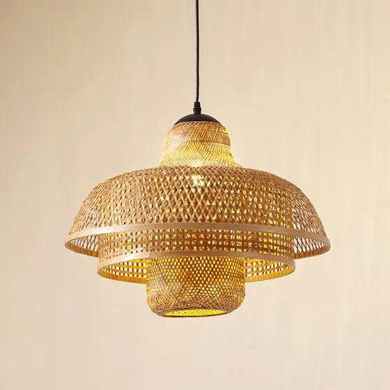 Lucande Hanglamp Rasmina - Bamboe - Ø 50 cm - Landelijk & Boho