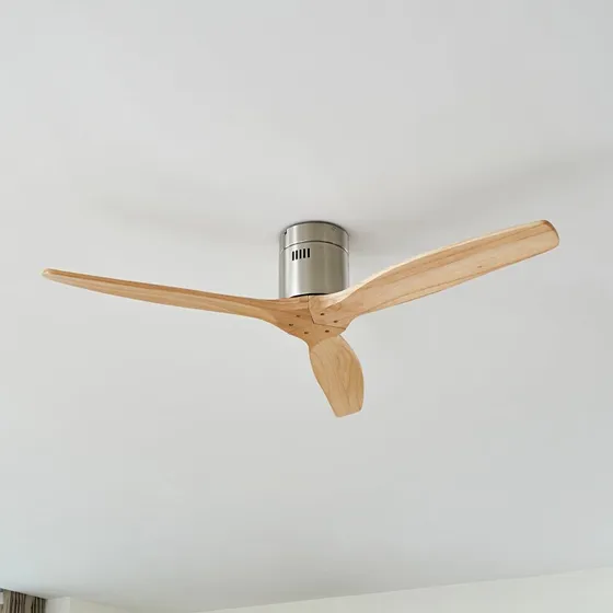 Lucande Vindur plafondventilator - Nikkel & Licht Hout - 132 cm