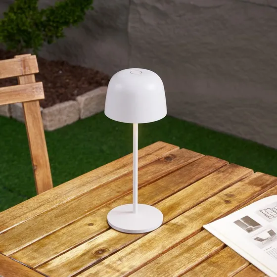 Lindby Arietty LED Tafellamp - Wit - Dimbaar - IP65 - Batterij