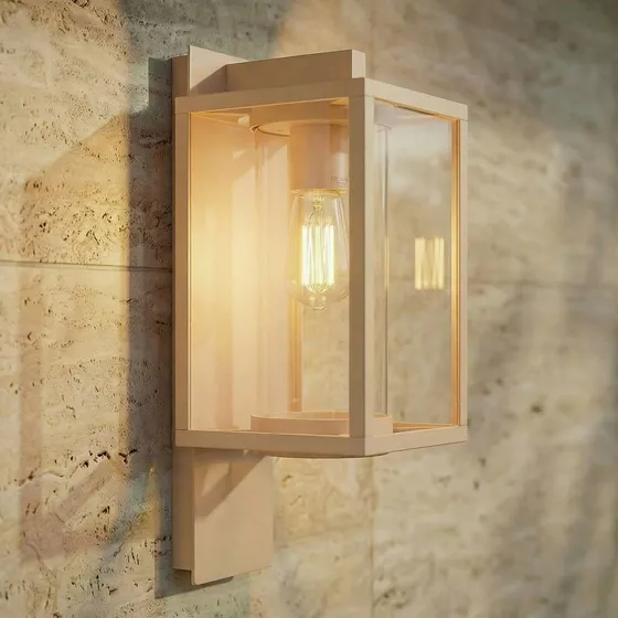 Lucande Wandlamp Ferda Buiten - Beige Aluminium - IP44