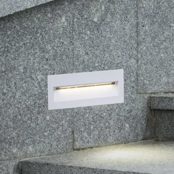 Lucande Loya LED Wand Inbouwlamp - 23x8 cm - Wit - IP54