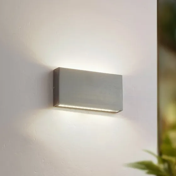Lindby LED Buitenwandlamp Jarte, Zilver, 17 cm, IP54