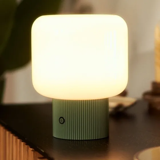 Lucande LED tafellamp Katrin Palme - Groen - Glas - Accu