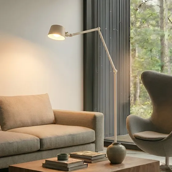 Lucande Silka Vloerlamp - 216 cm - Beige - Verstelbaar