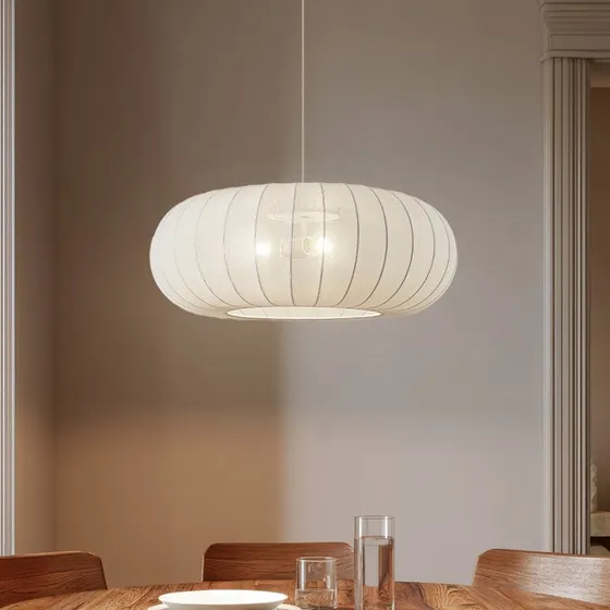 Lindby Helin Hanglamp - Wit - Ø 70 cm - 3 x E27 - Textiel