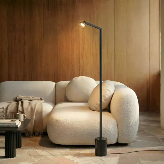 Lucande Steve LED vloerlamp, 130 cm, zwart, dimbaar