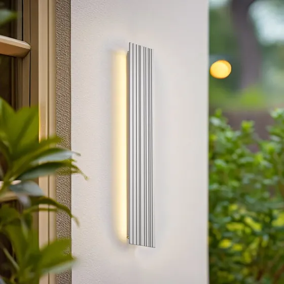 Lucande Melira LED Buiten Wandlamp - Lichtgrijs - 60 cm