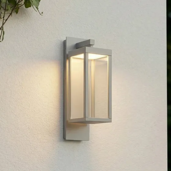 Lucande Ferdinand LED buitenwandlamp, steengrijs, IP54