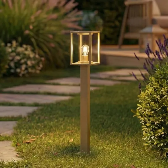 Lucande Ferda Tuinpadverlichting - 100 cm - Bruin - Aluminium - IP44