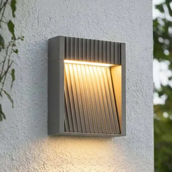 Lucande Tavion LED Buitenwandlamp, Antraciet, 16 cm, IP65