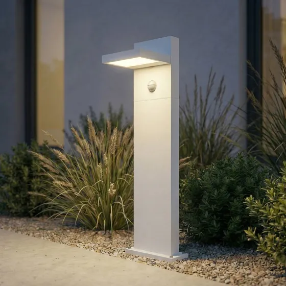 Lucande Silvan LED tuinpadverlichting, wit, 65 cm, sensor, IP54