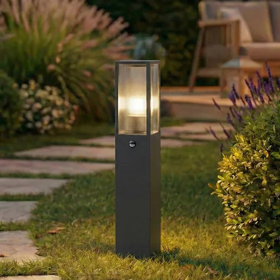 Lindby Peldar Tuinpadverlichting - Antraciet/Geribbeld - 80 cm - Sensor