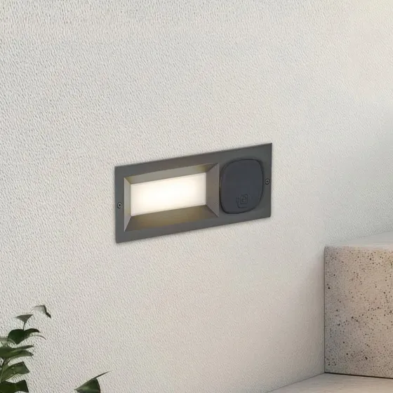 Lucande LED Wandlamp Lachlain Antraciet met Stopcontact