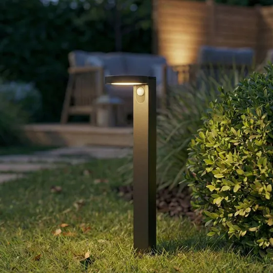 PRIOS Tarlson LED-zonnelamp - Rond, Antraciet, met Sensor