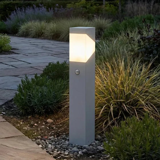Lucande Kiran Sokkellamp 60cm - Lichtgrijs - Sensor - IP44