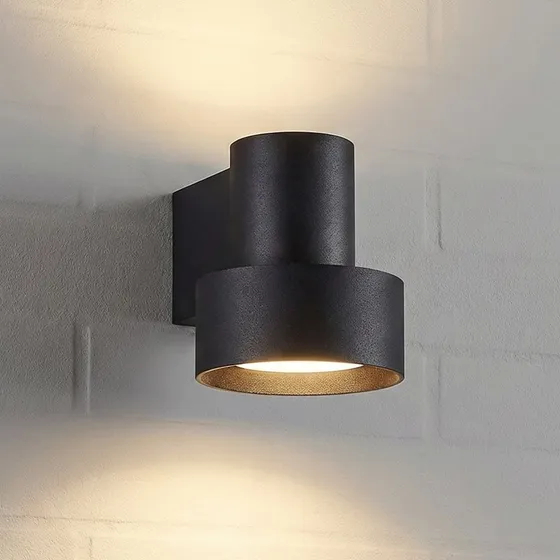 Lucande Elune LED buitenwandlamp, matzwart, up/down