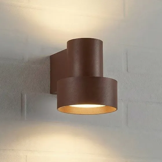 Lucande Elune LED Buitenwandlamp - Bruin - Up & Downlight - IP44