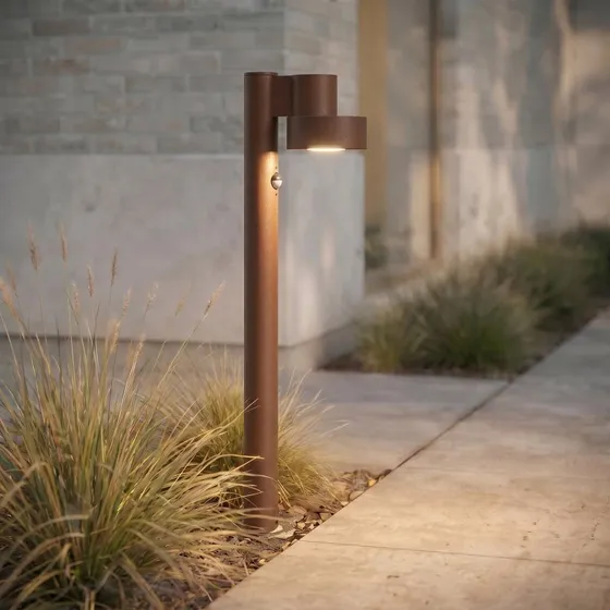 Lucande Elune LED tuinpadverlichting - Bruin - Met Sensor - 77 cm
