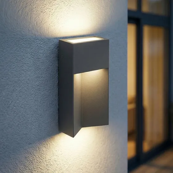 Lucande Kaholo LED Buiten Wandlamp - Matzwart - CCT - Aluminium