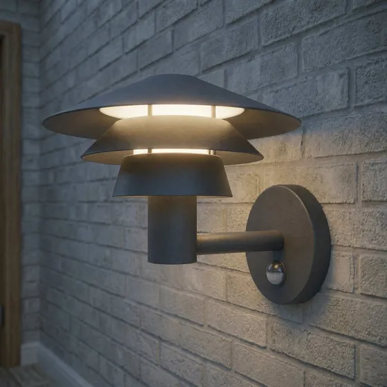 Lucande Montaro LED Buitenwandlamp - Antraciet - Met Sensor