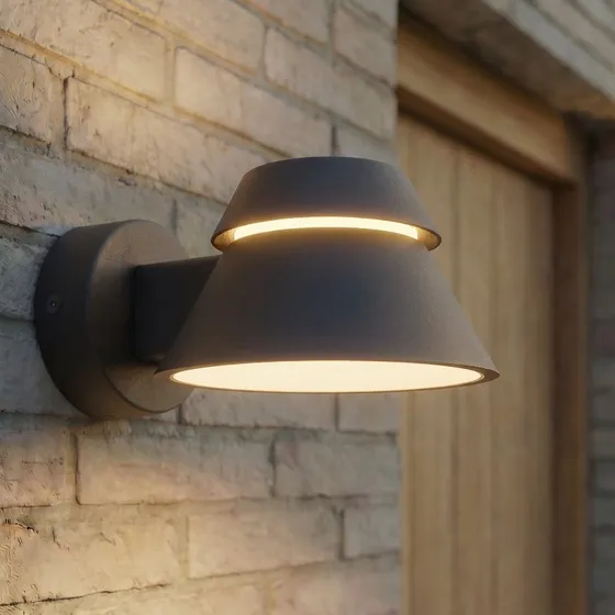 Lucande Moena LED buiten wandlamp - Zwart - IP44