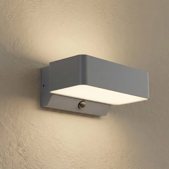 Lindby LED buiten wandlamp Fando, antraciet, sensor, IP44