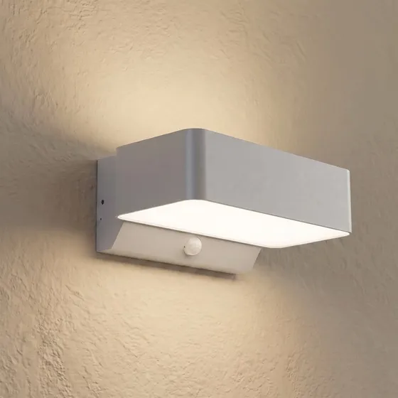 Lindby Fando LED Buitenwandlamp - Mat Zilver - Met Sensor - IP44