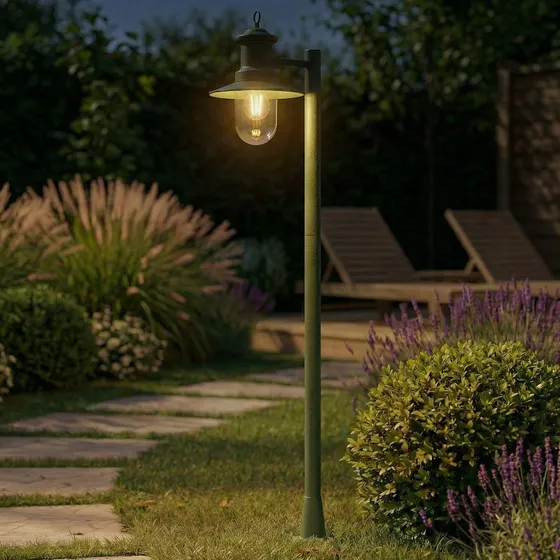 Lindby Eloretta Tuinpadverlichting - Groen - 110 cm - Staal